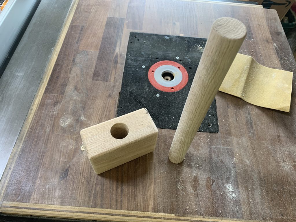 mallet head and handle sanded