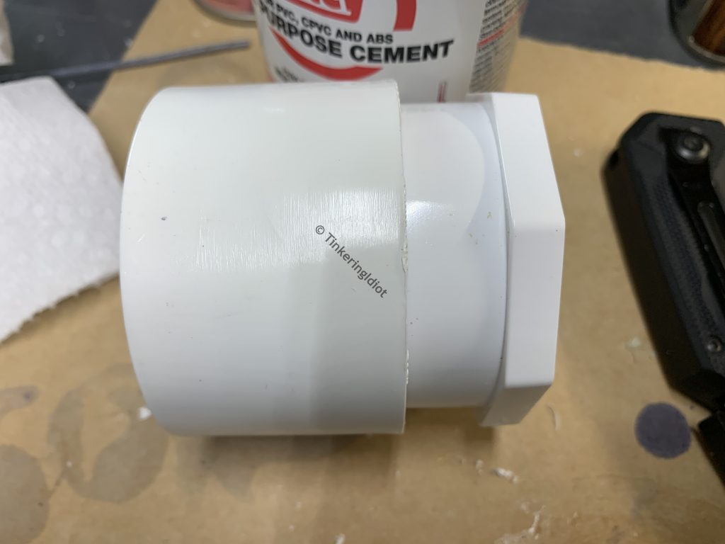 gluing a 3/4 female threaded reducer into a coupler