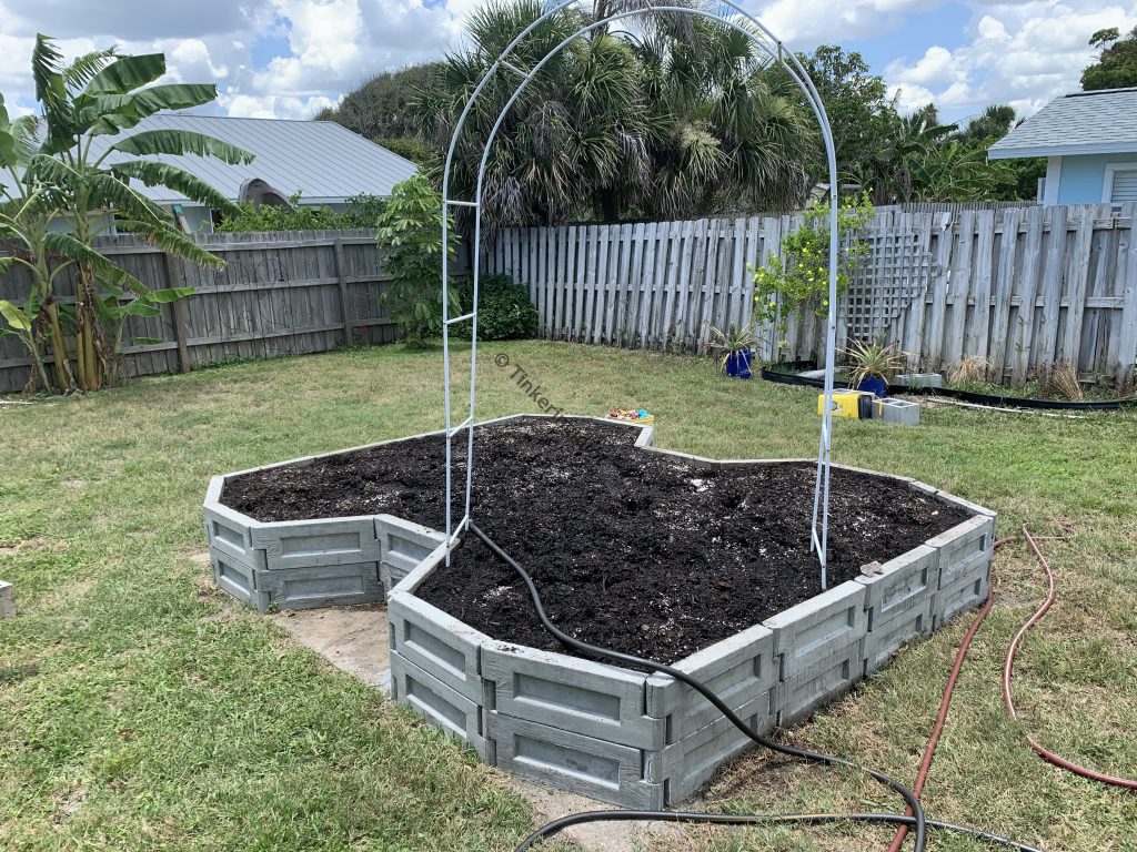 raised bed garden made from concrete garden legos